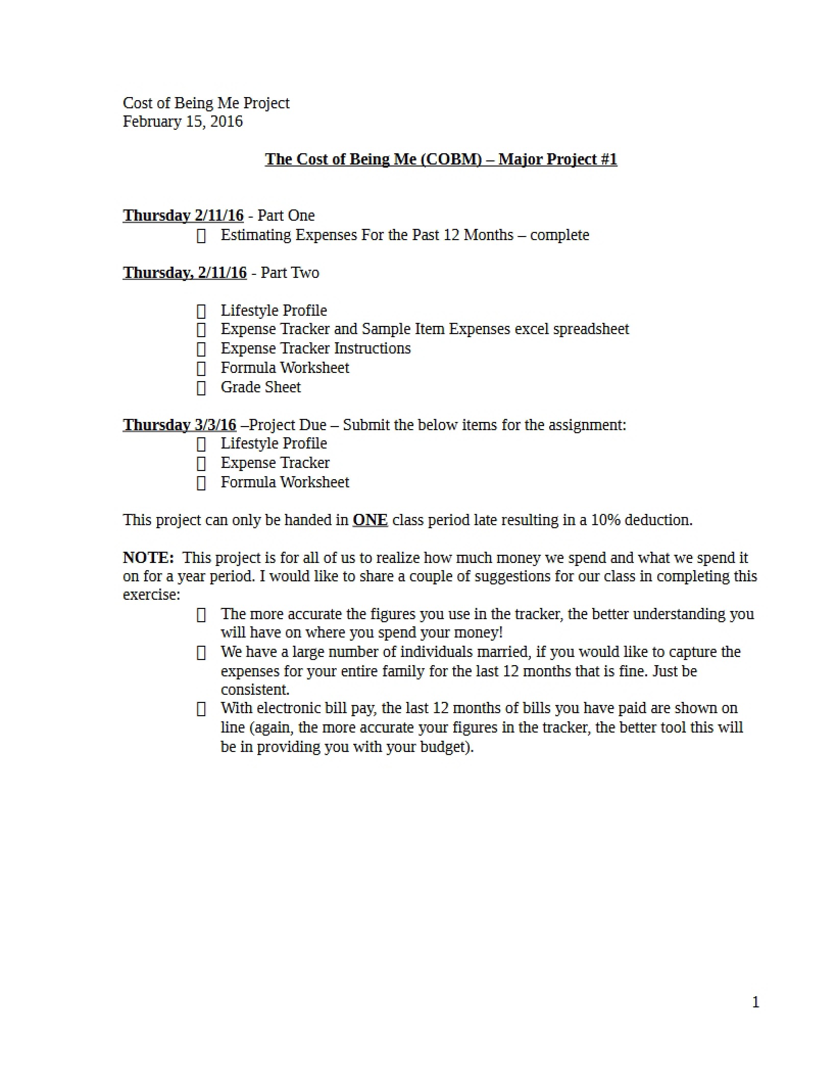 Packet for COBM Assignment