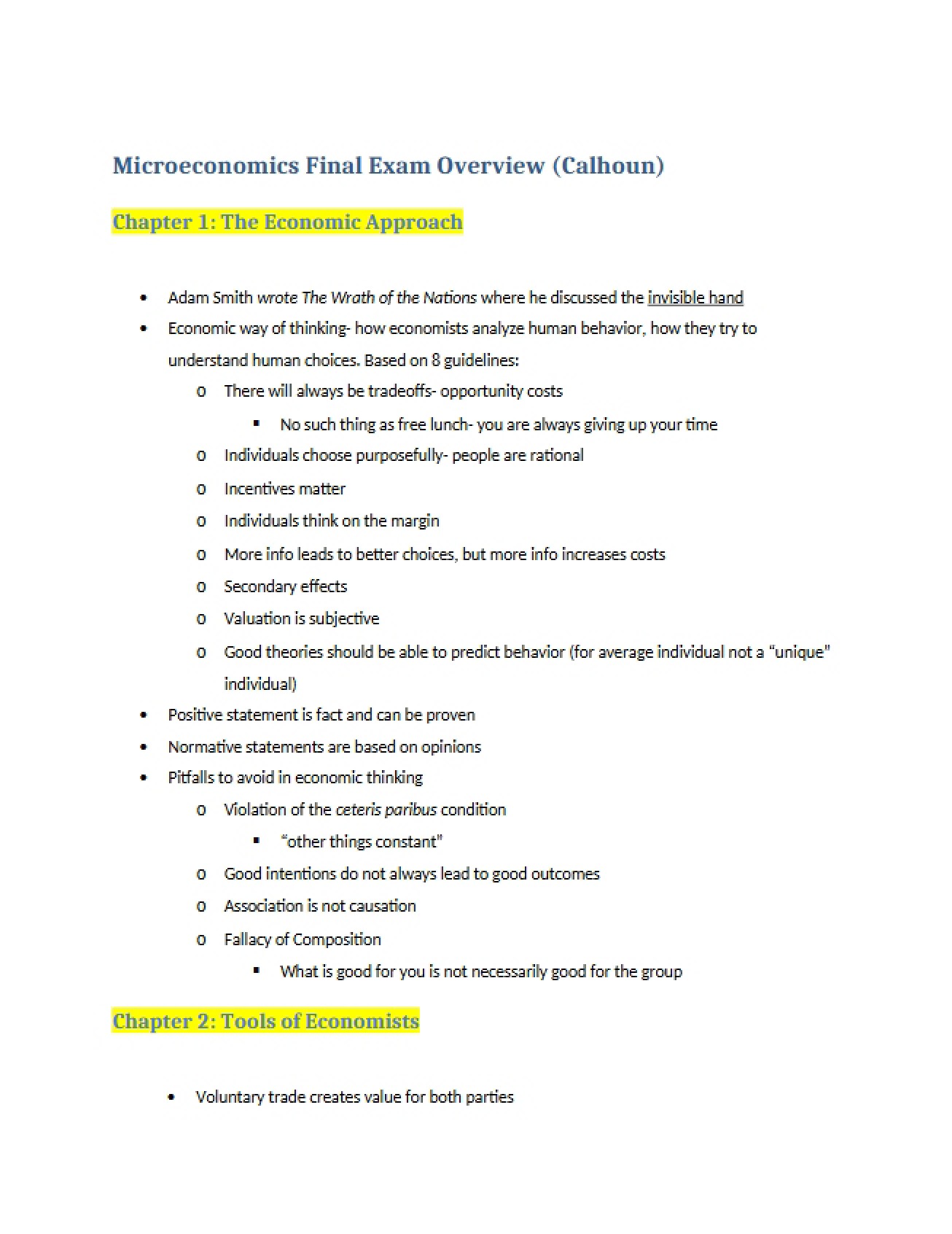 Method of Economics as per Chapter One