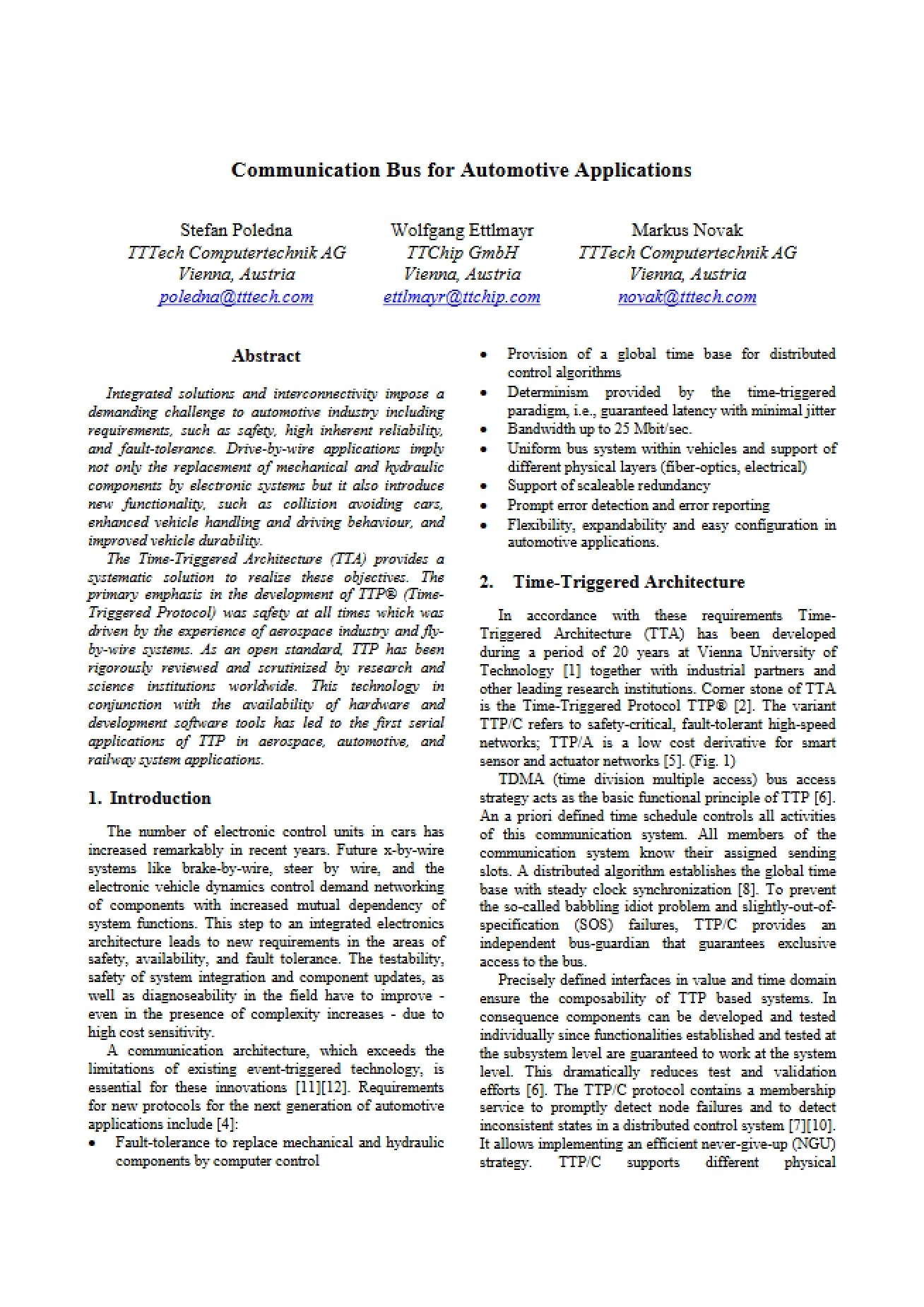 Automotive Application Communication Bus