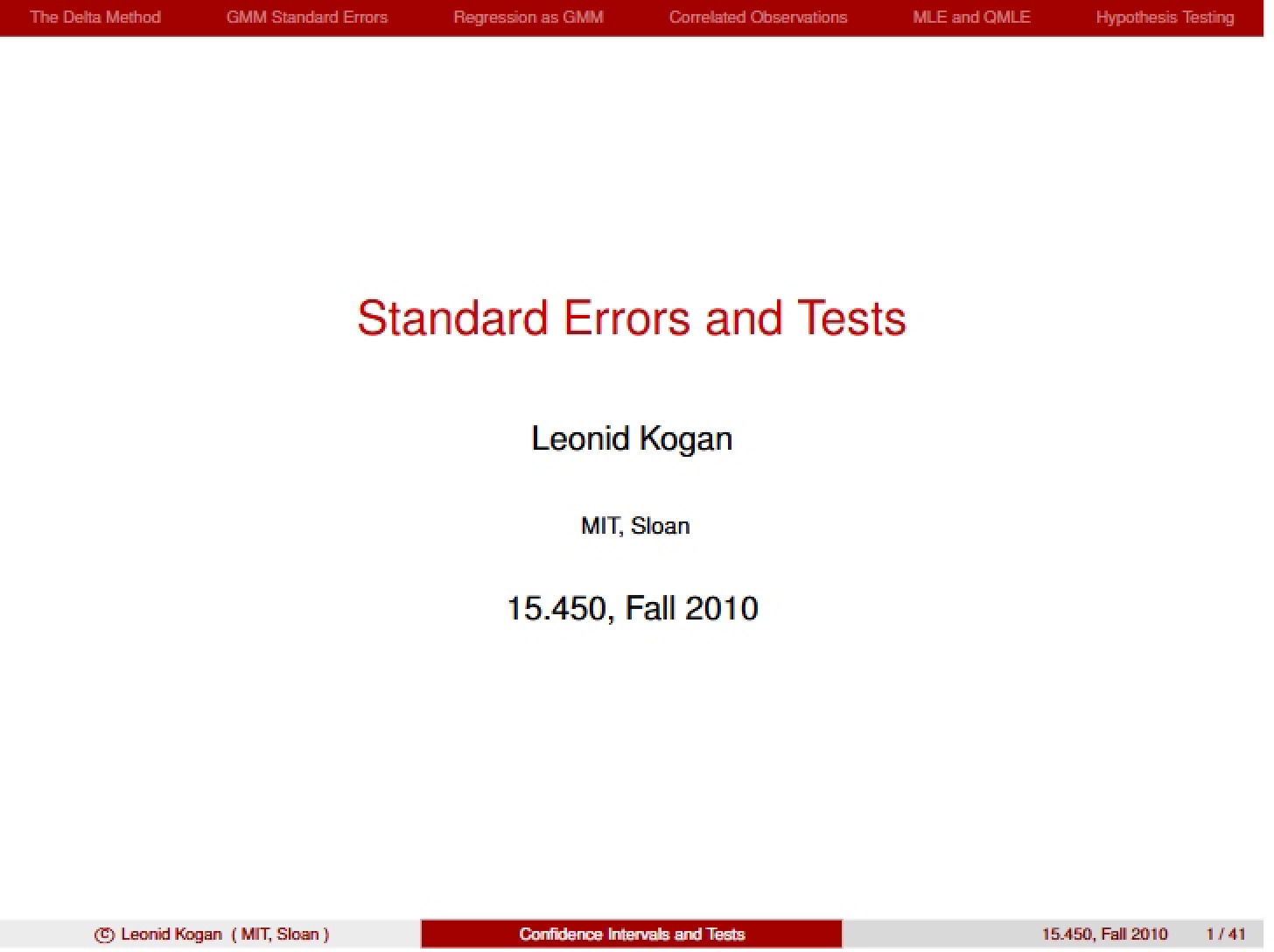 Testing and Standard Errors