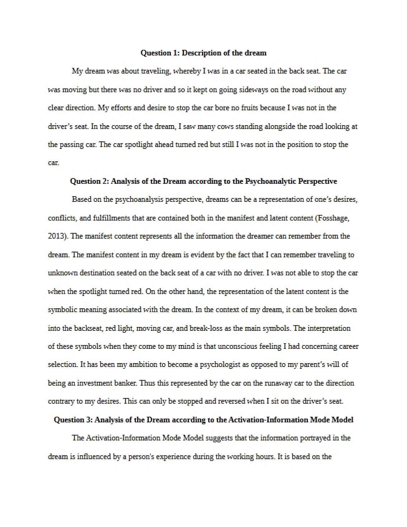 Dream Description Analysis