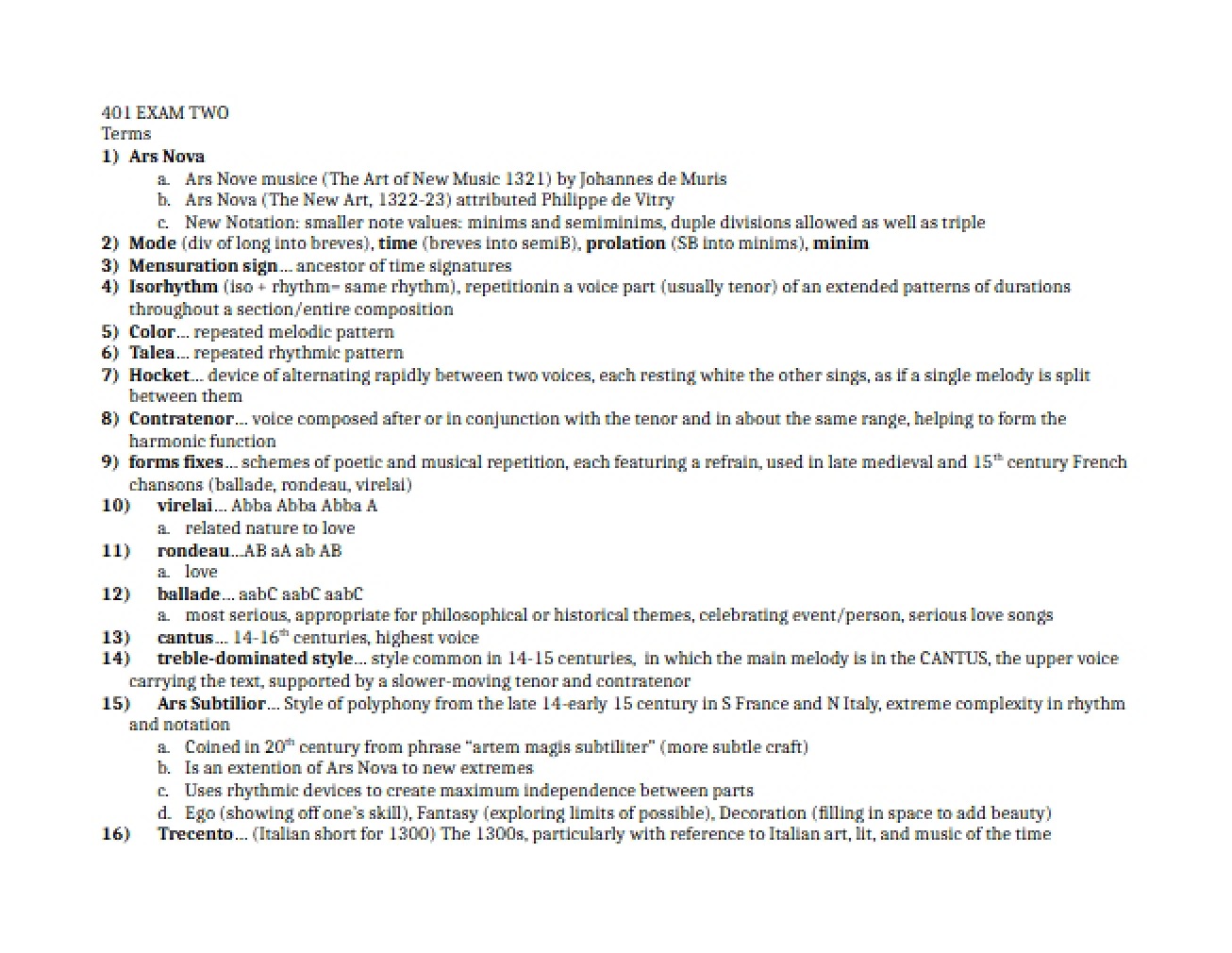 Exam 2 for M401
