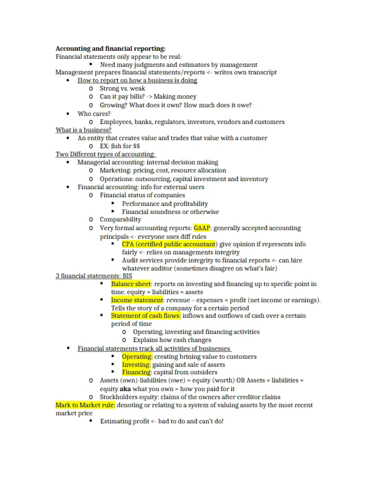Financial Reporting and Accounting