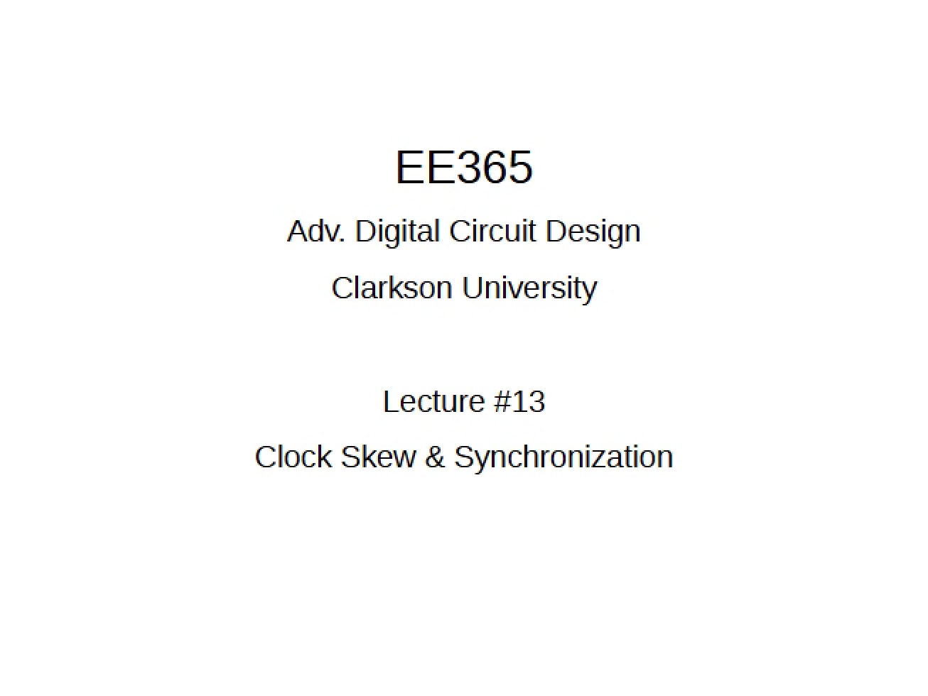 Digital Circuit Design Lecture