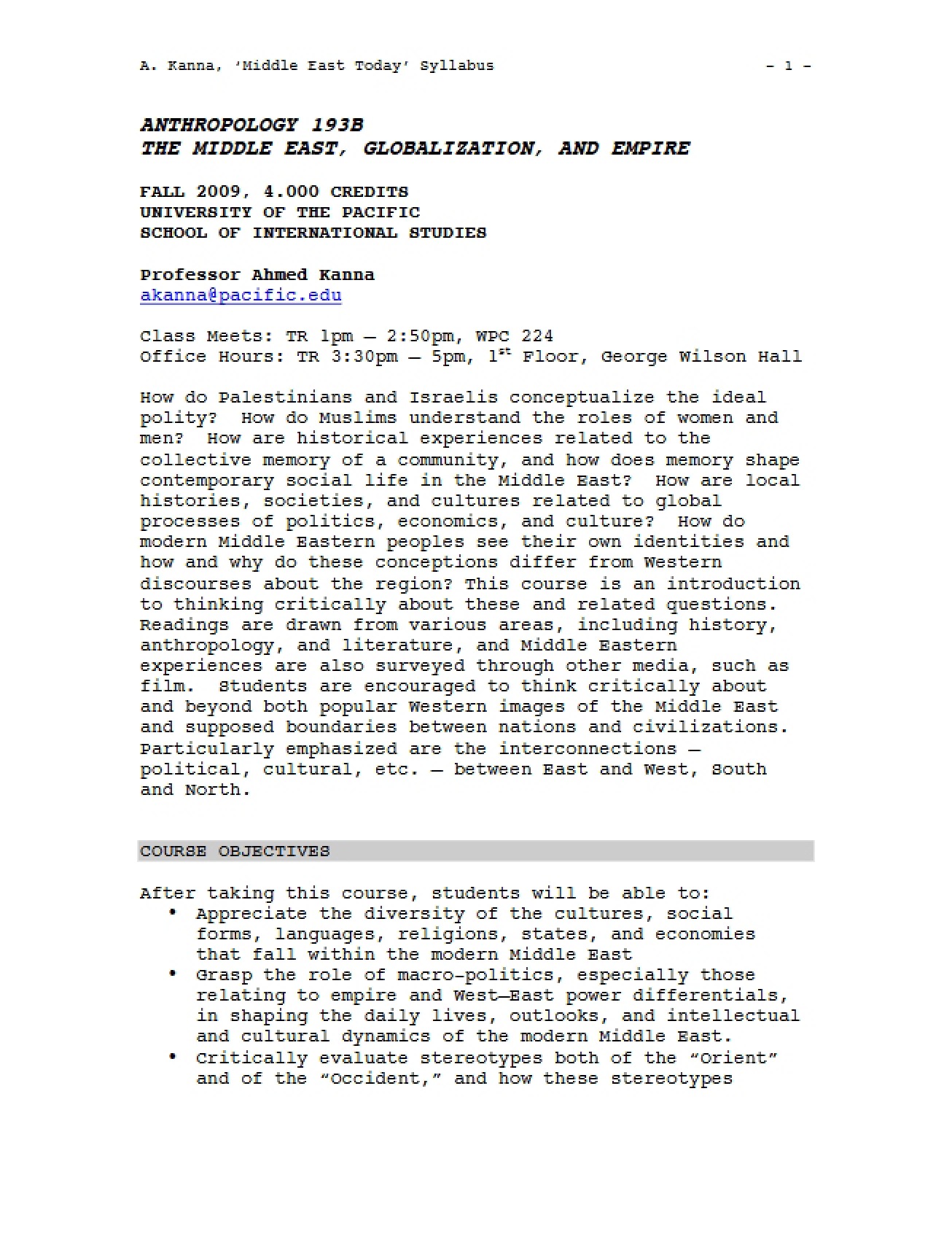 Theatre Syllabus