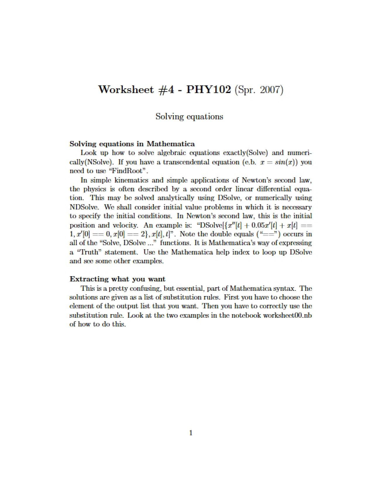 Worksheet 4
