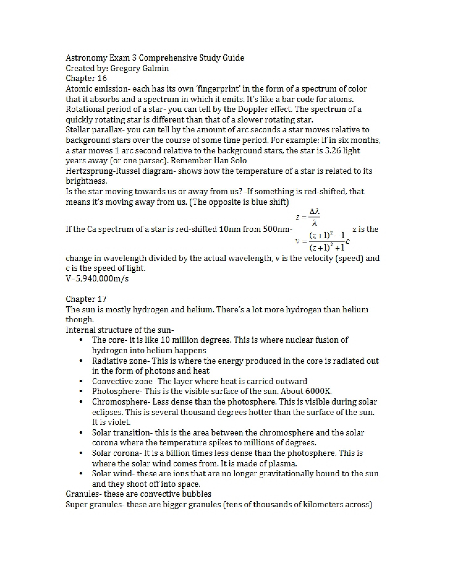 Detailed Prep Guide for Astronomy Exam 3