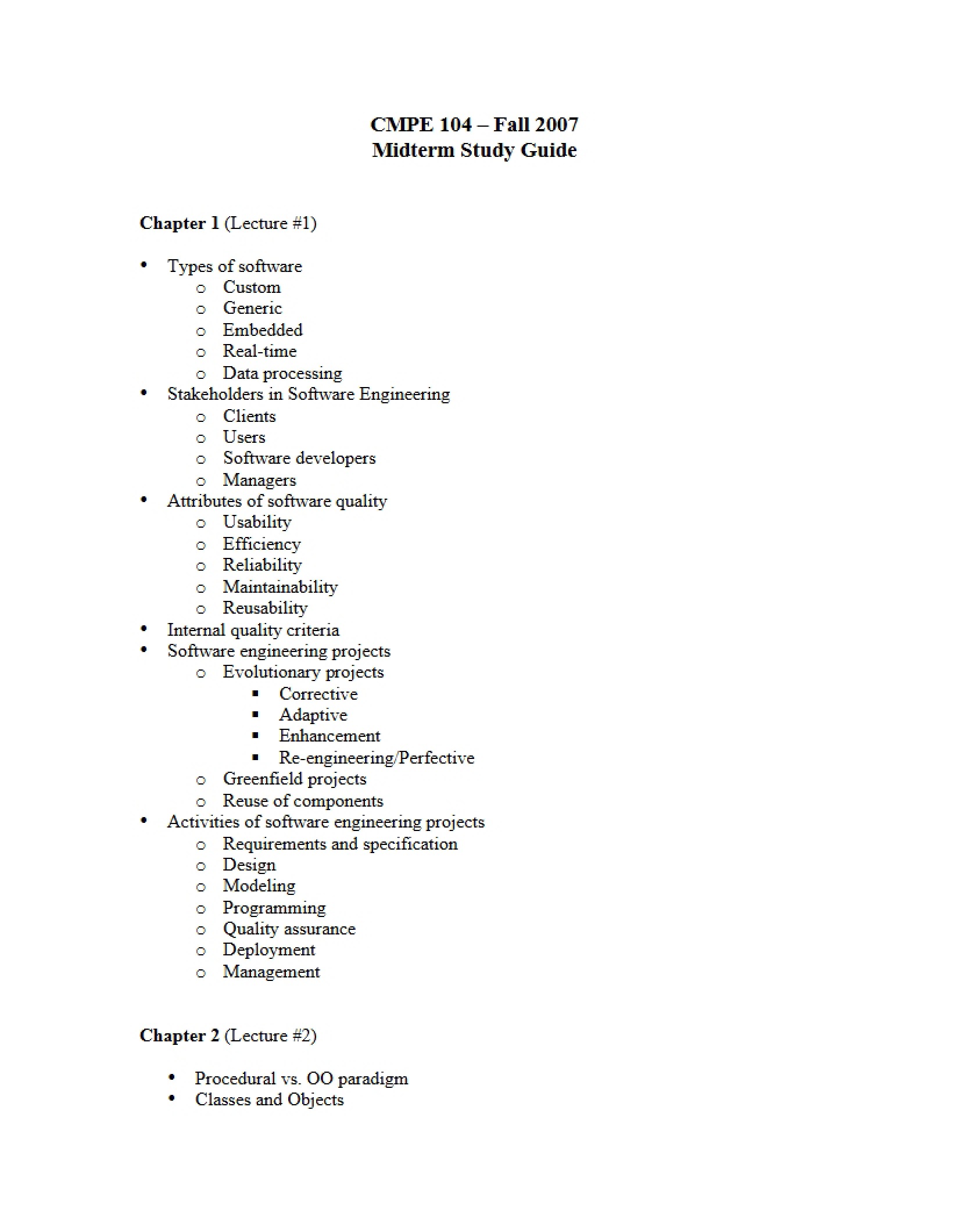 Guide for Midterm Study