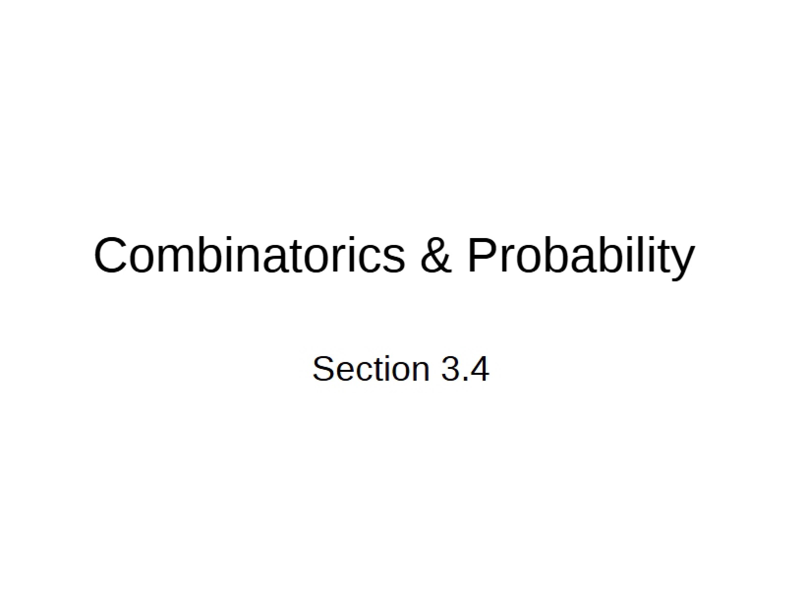 Probability and Combinatorics