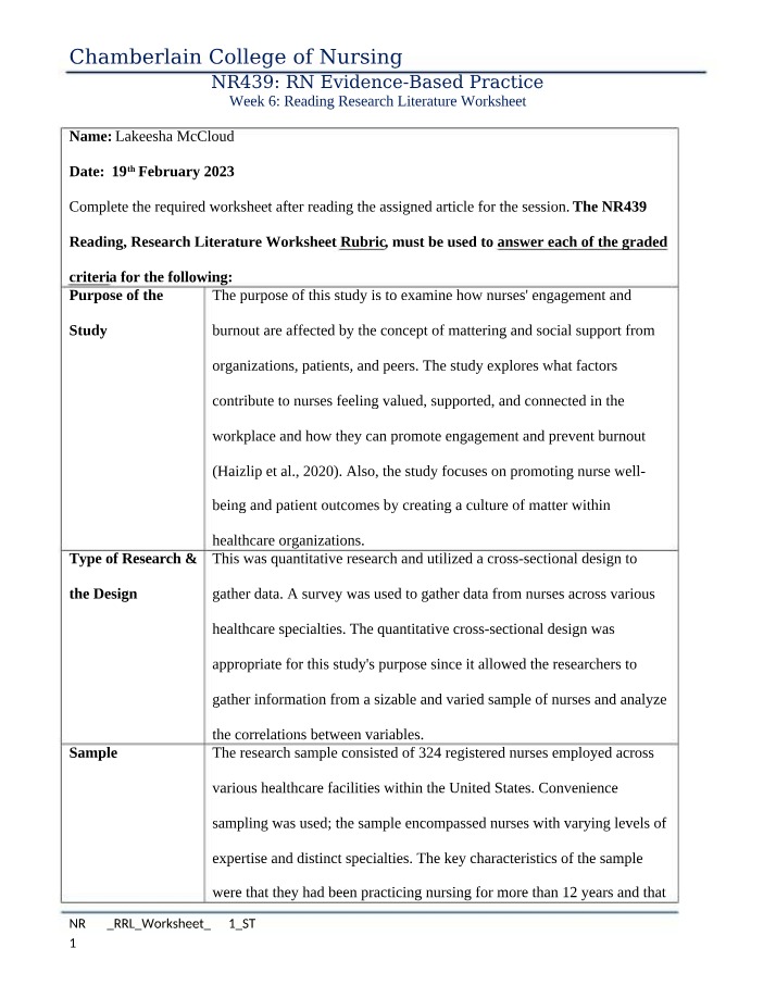 NR439 RRL Worksheet 5 21 ST Gamma