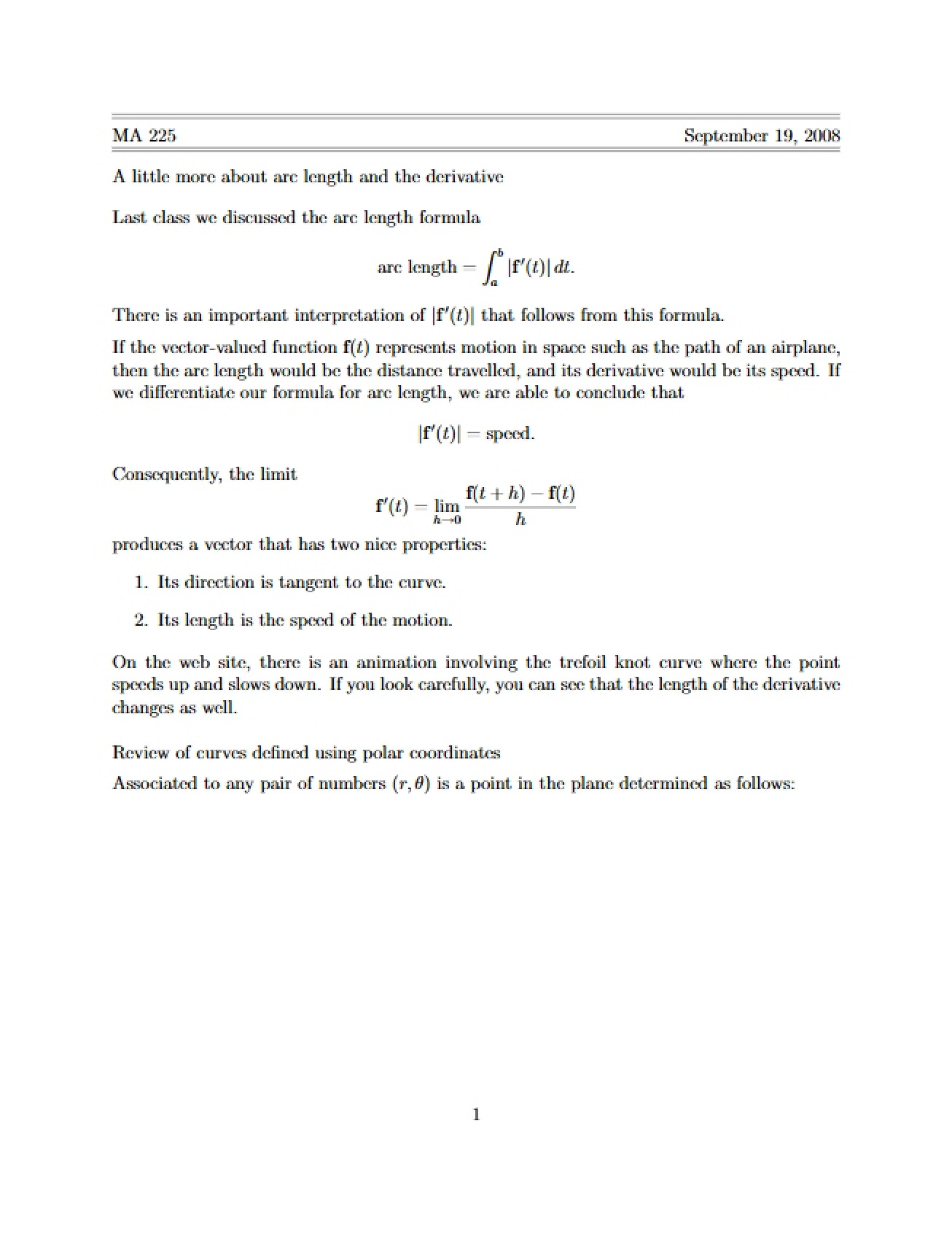Multivariate Calculus Lecture Notes (Part 1)