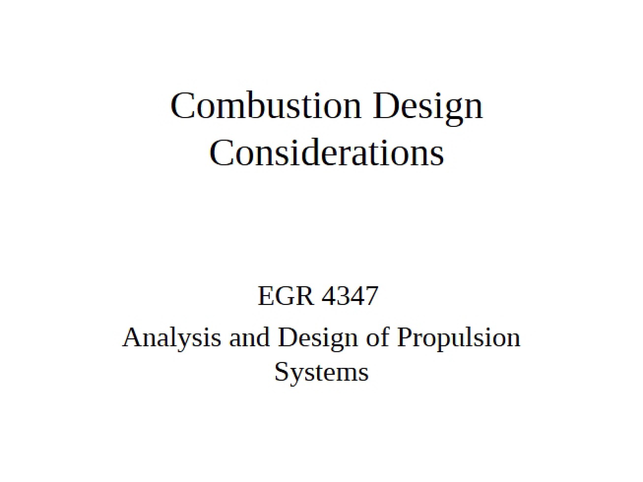 Propulsion Systems Considerations