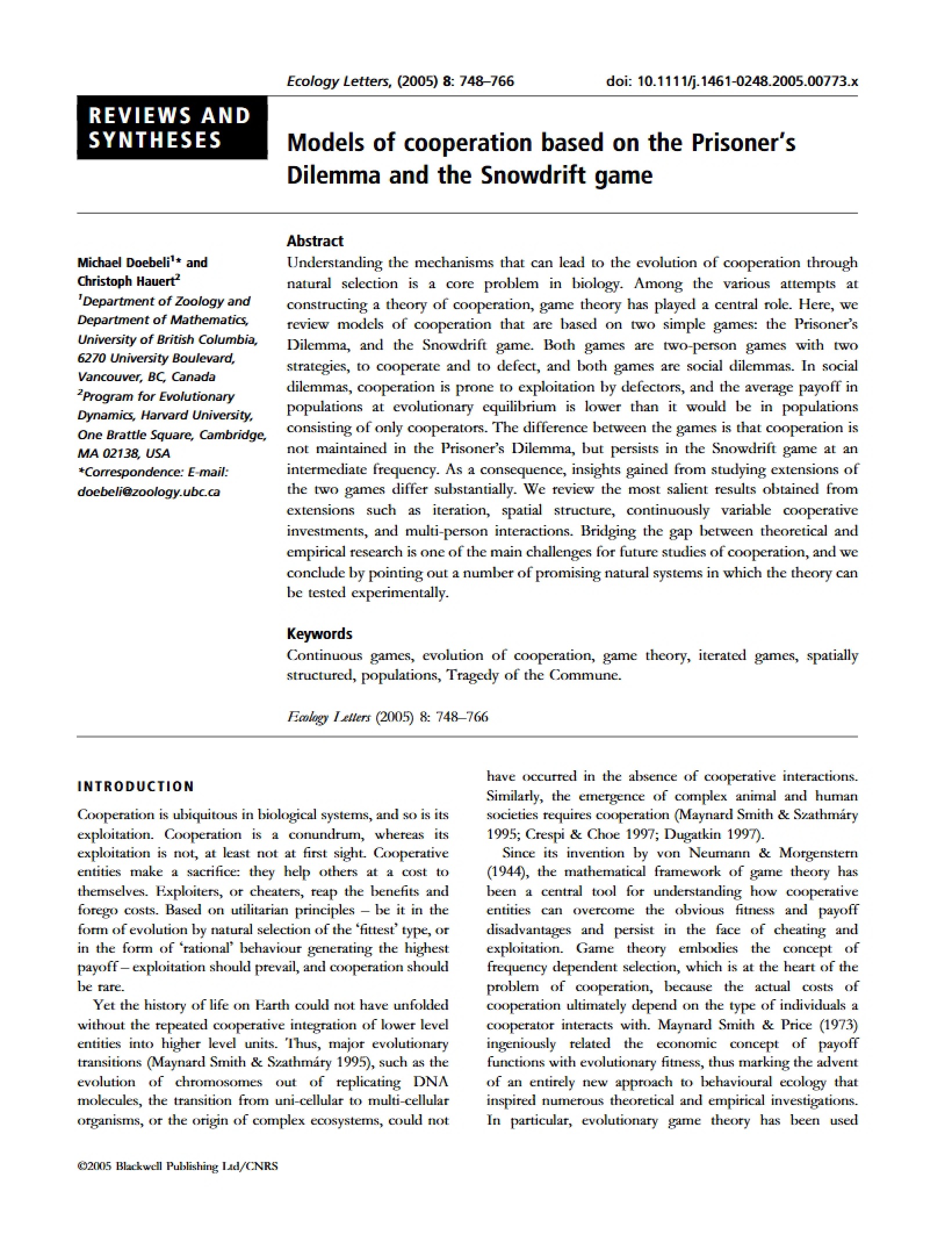 Prisoner-Based Cooperation Models