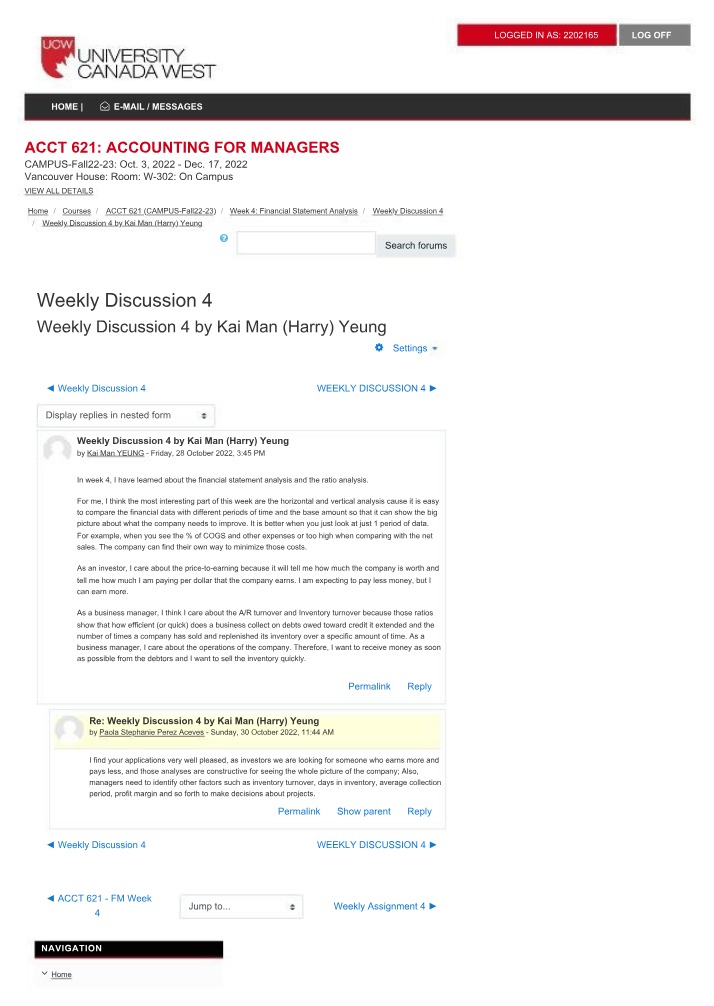 Financial Statement Analysis for Week 4 (ACCT 621)