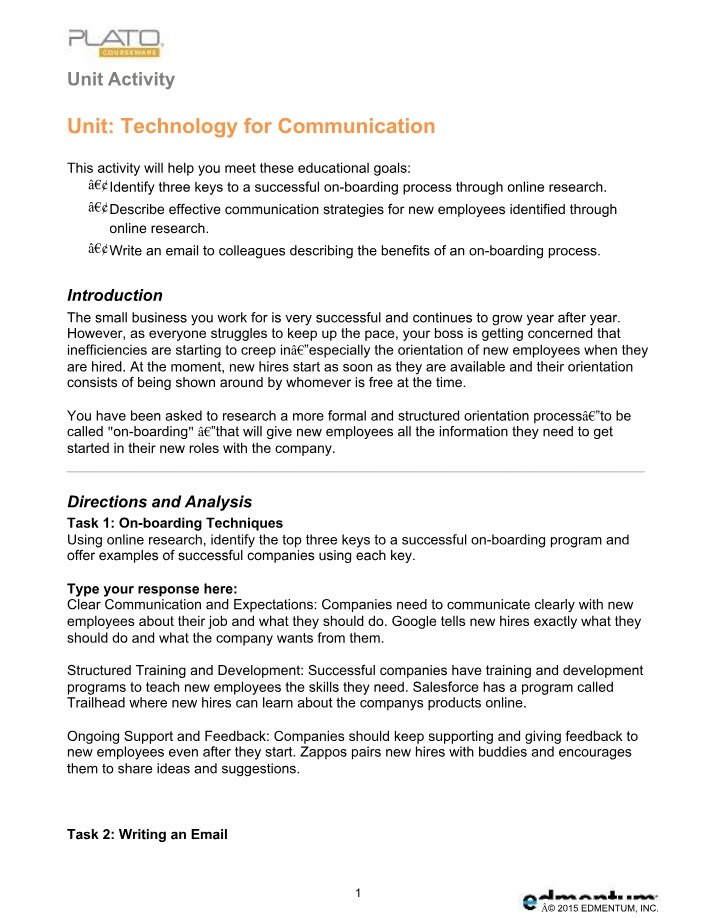 Communication Technology Assignment - Daniel