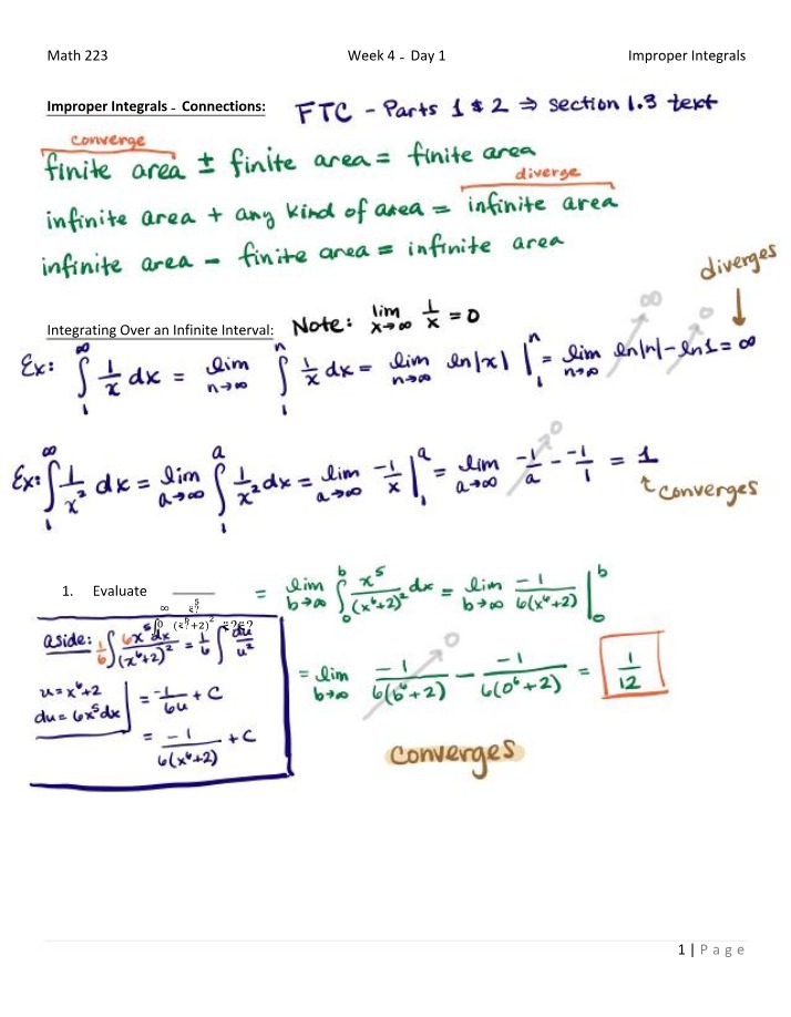 Week 4 Day 1 - Improper Integrals