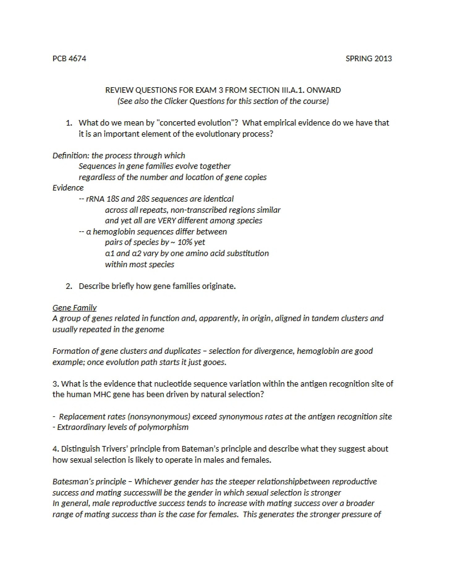 Examination Three