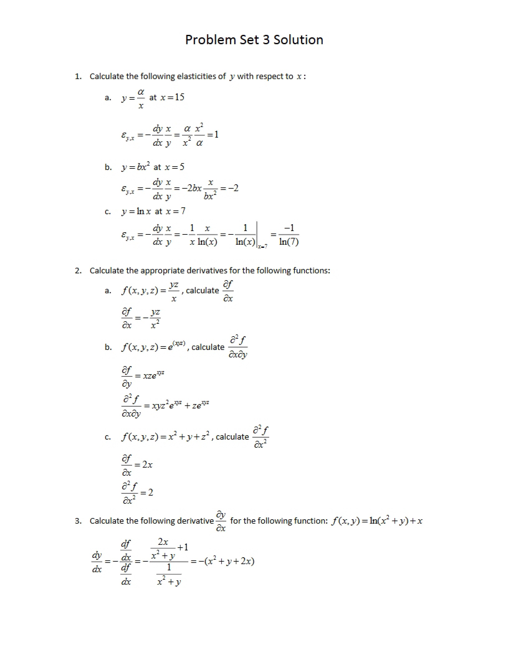 Solutions Problem Set 3