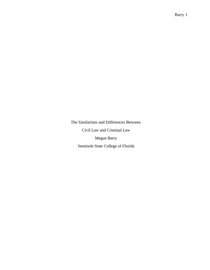 Similarities and Differences Between Civil and Criminal Law