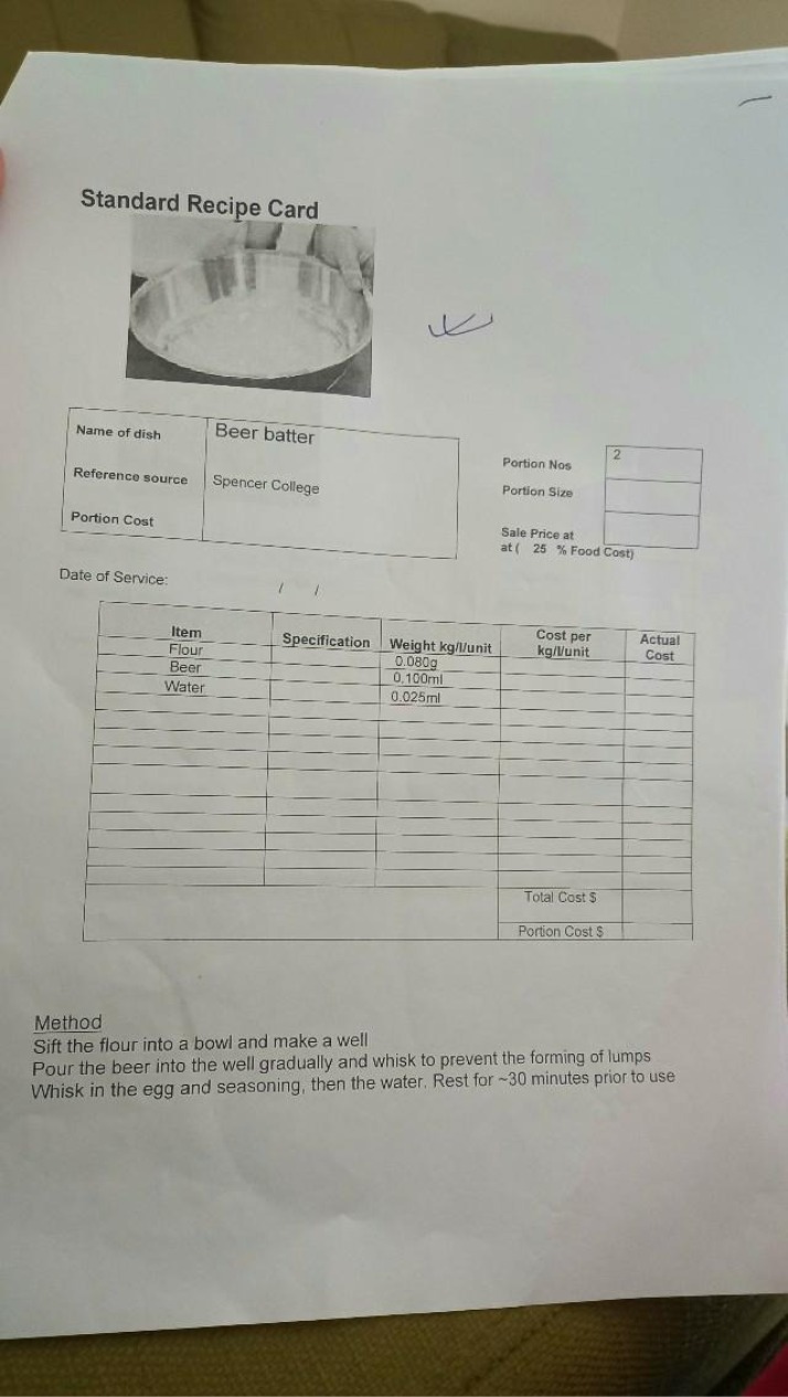 Recipe Card for Beer Batter