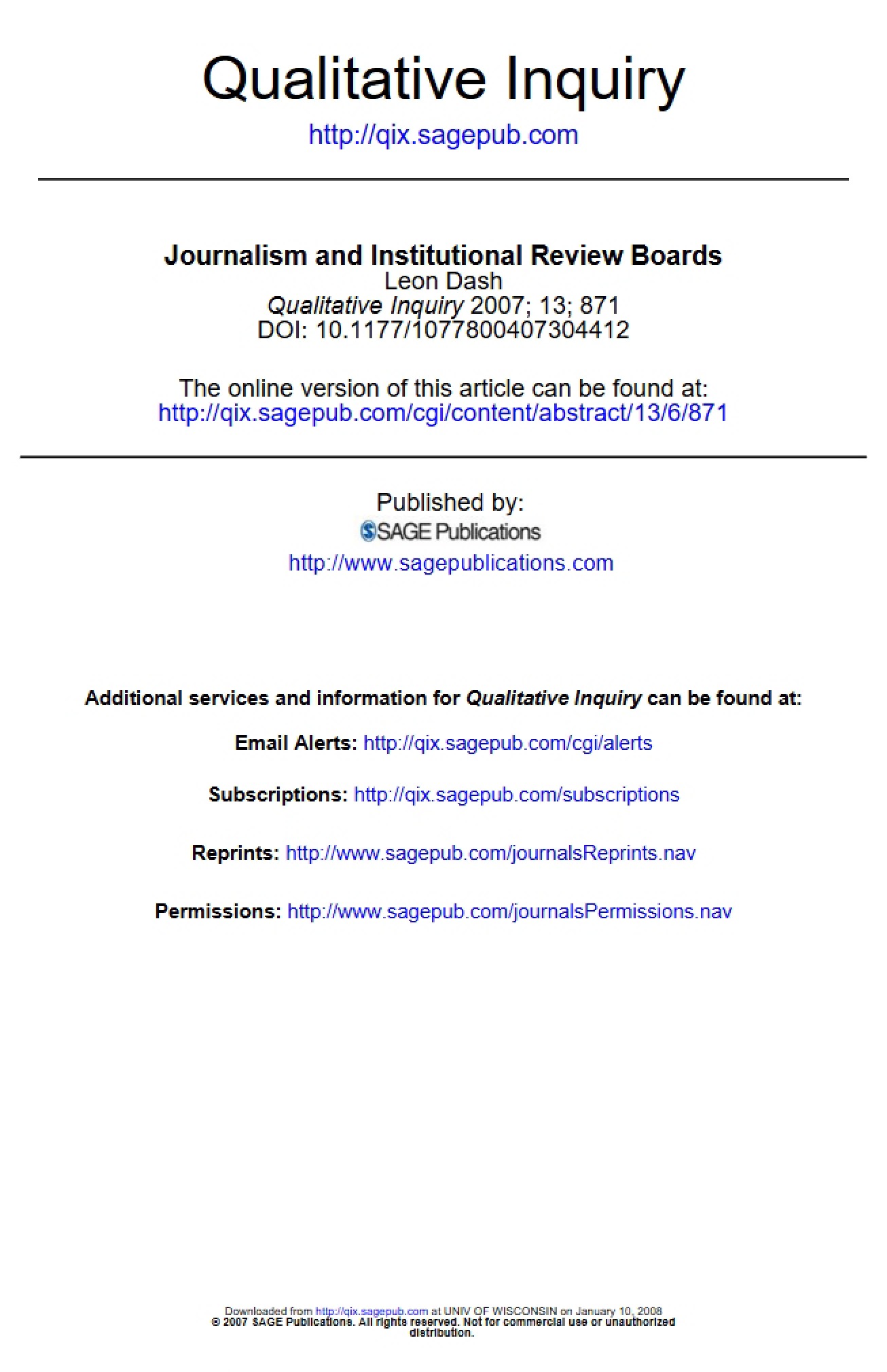 Institutional Review Boards and Journalism