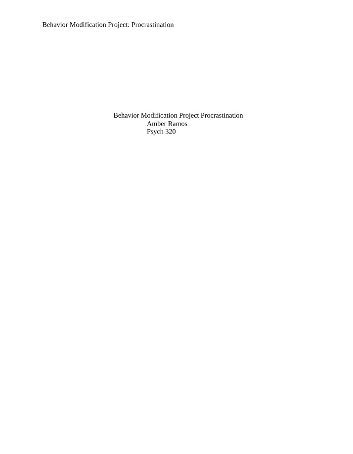 Procrastination - Behavior Modification Project