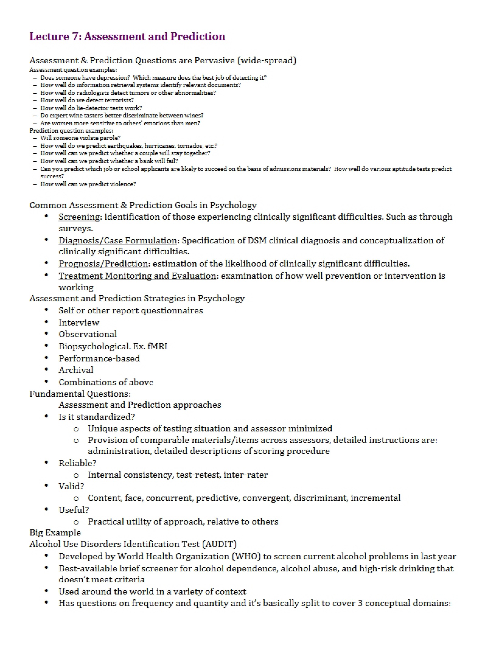 Prediction and Assessment (Lecture 7)