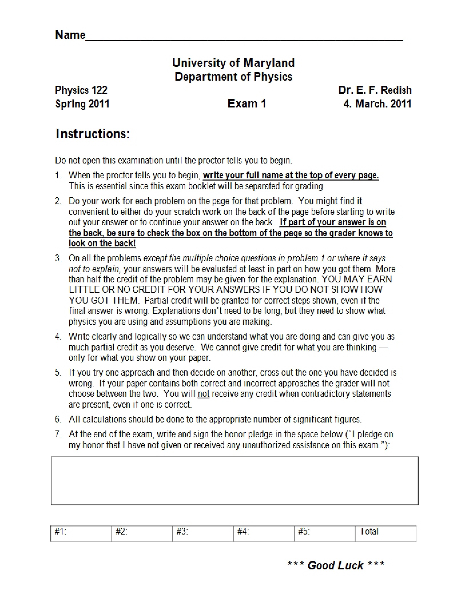 First Exam
