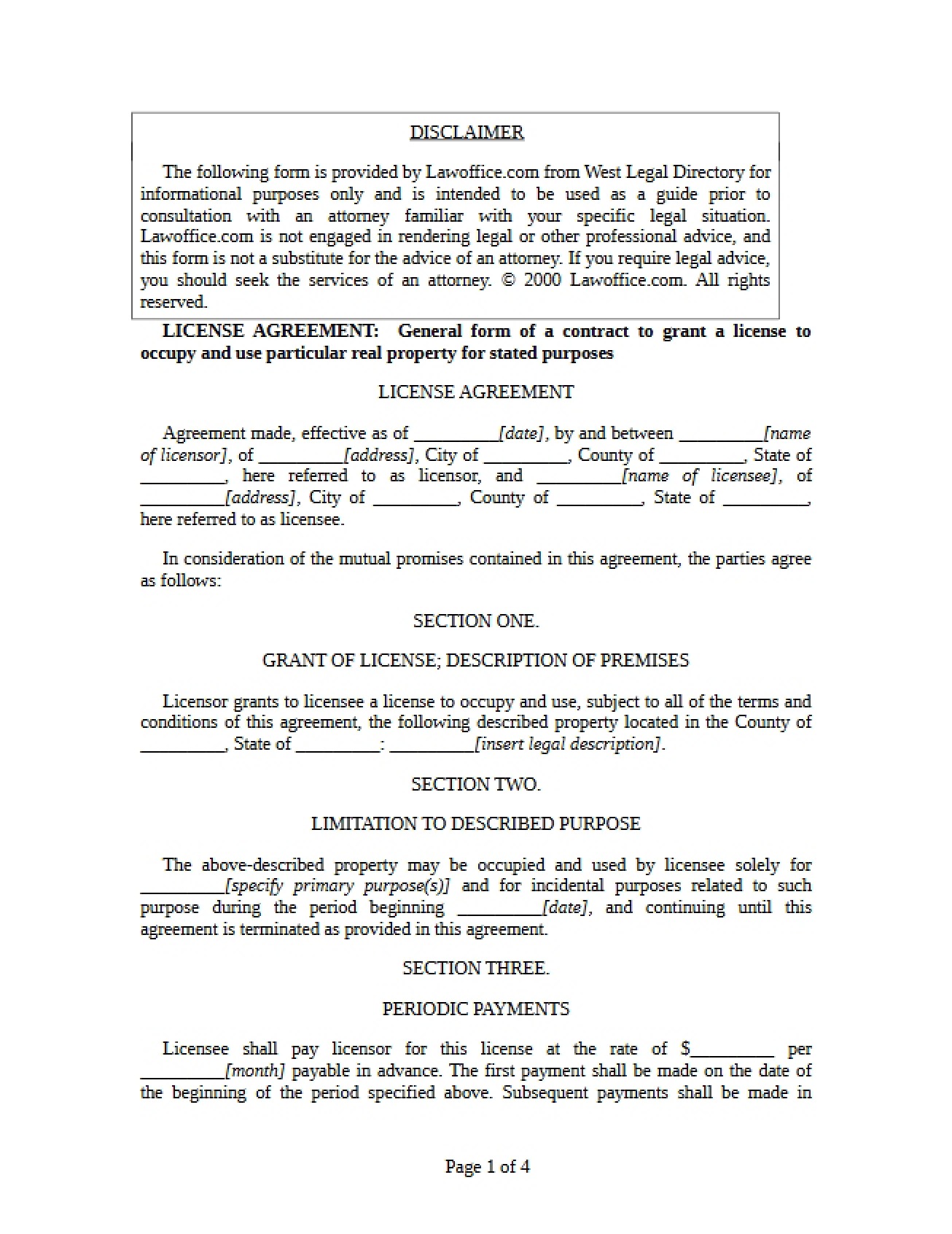 Agreement for License