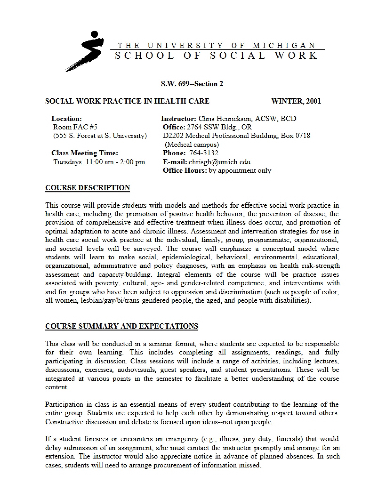 Health Promotion Course Description