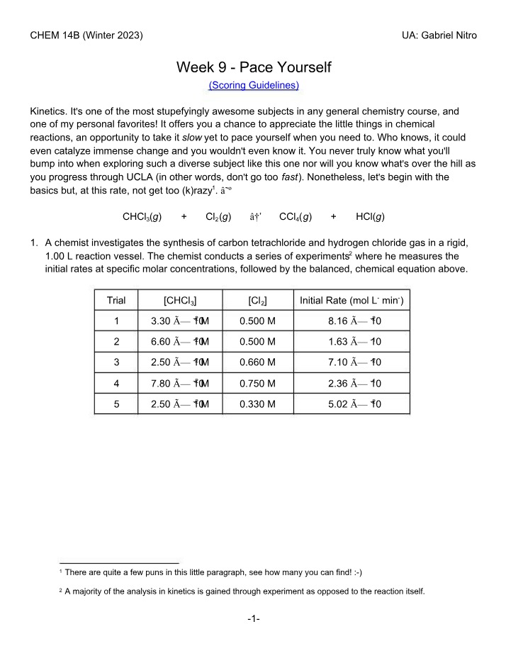 Pace Yourself - Week 9