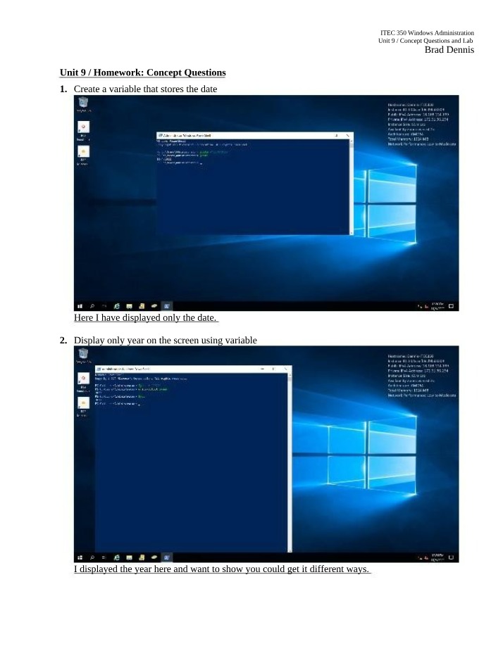 Windows Administration - Array, Year Display, and Date Variable
