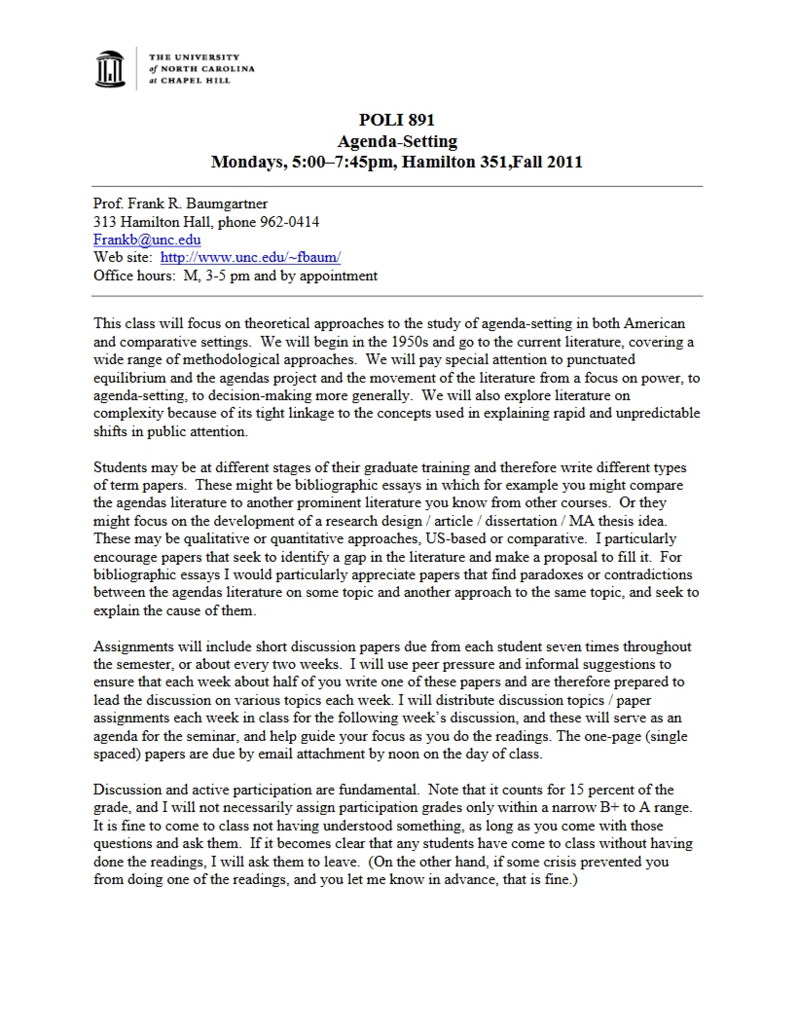 Special Topics Poli Syllabus