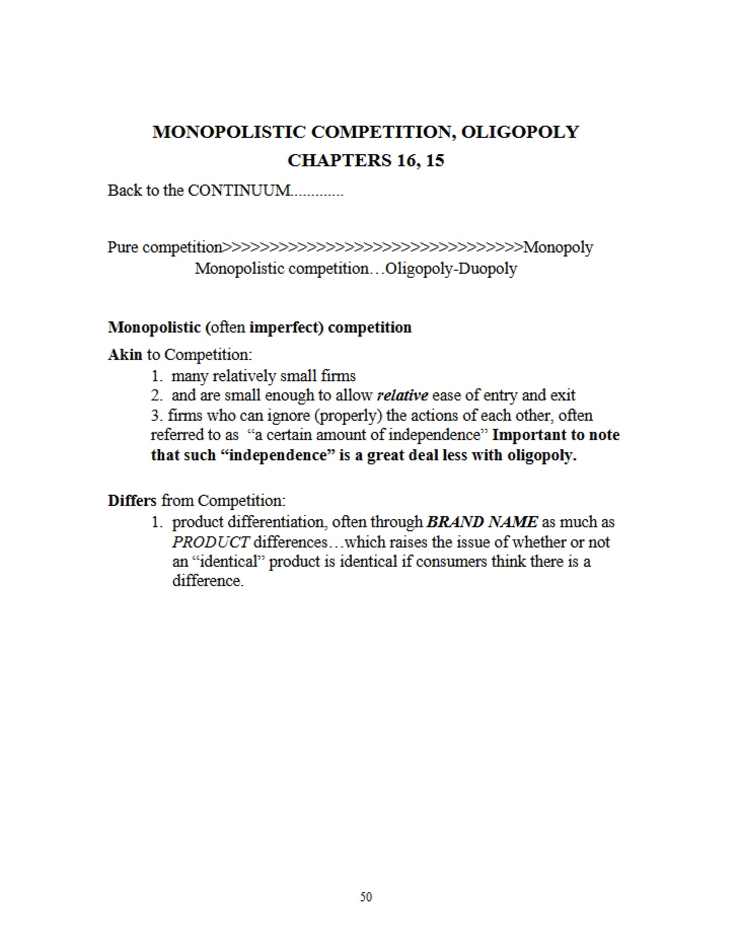 Competition Monopolistic