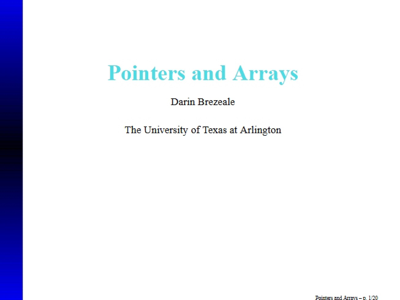 Arrays and Pointers