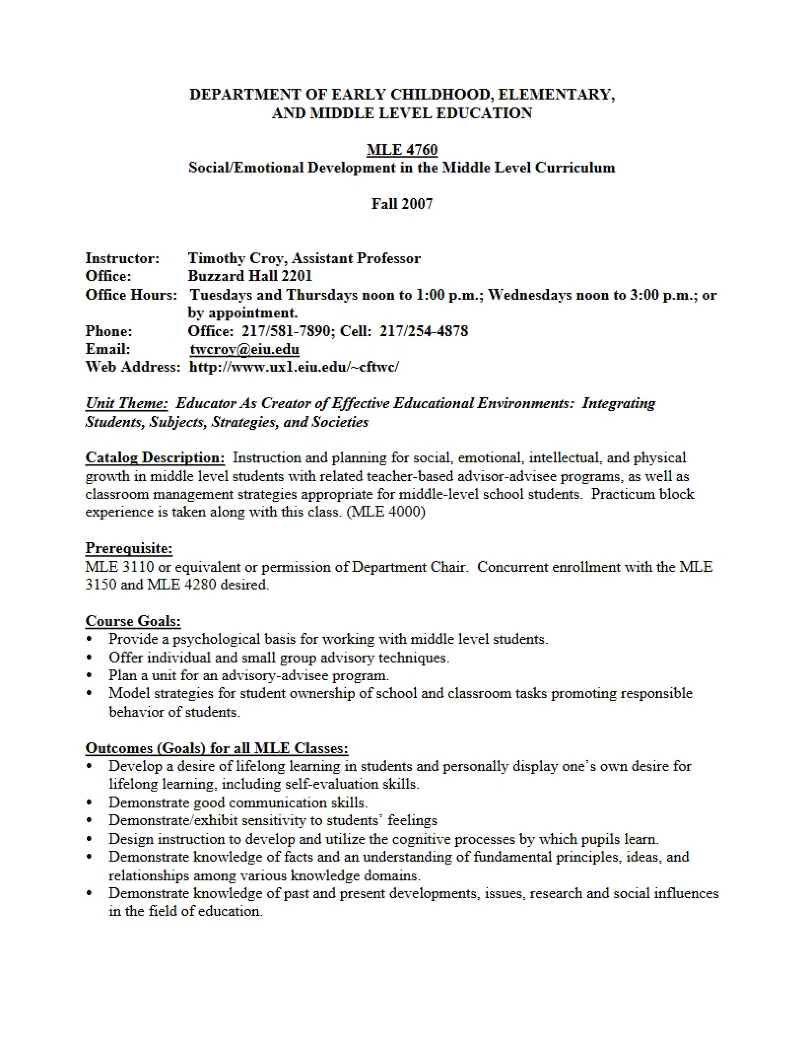 MLE 4760 Academic Guide
