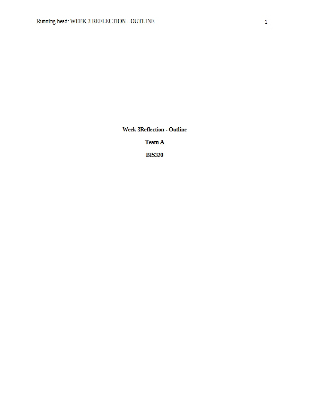 Week 3 Reflection Outline