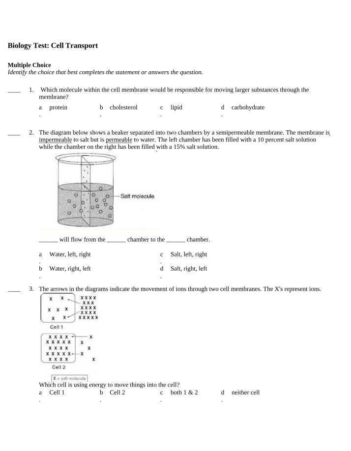 Cell Transport in Biology - Movement of Substances