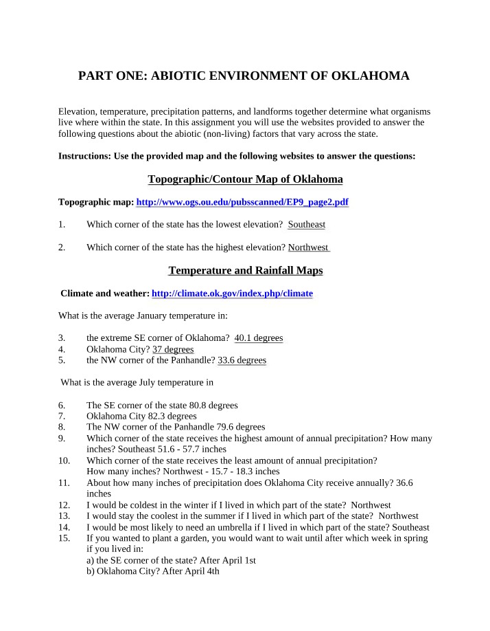 Abiotic Environment in Oklahoma