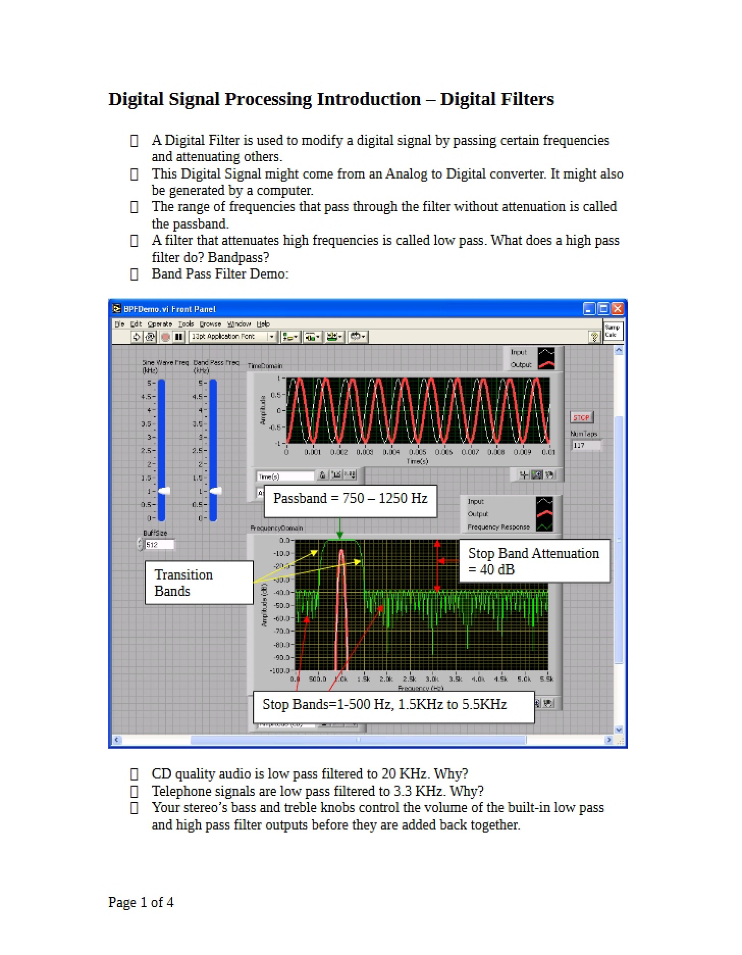 Digital Filters Intro to Digital Signal Processing