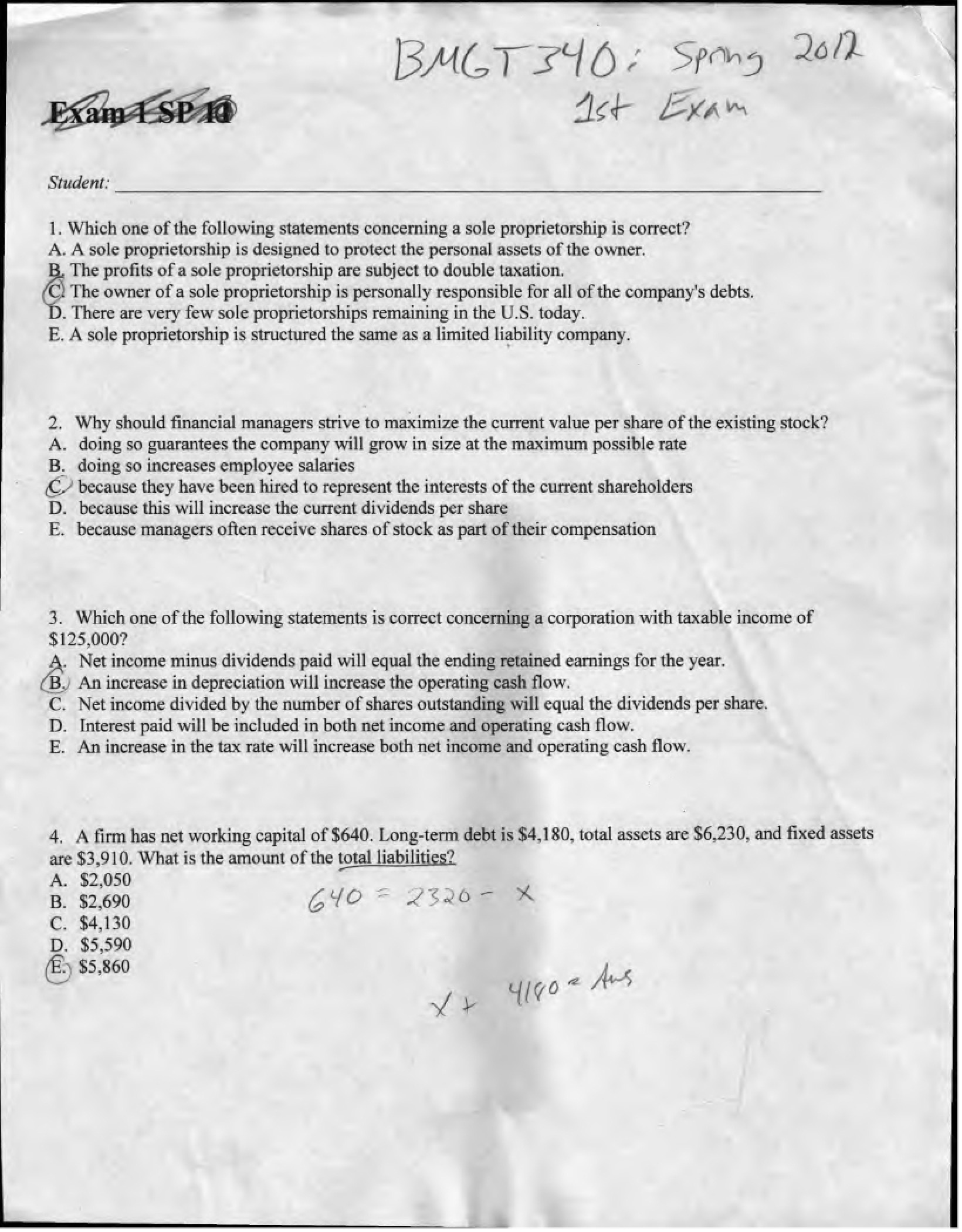Finance Exam