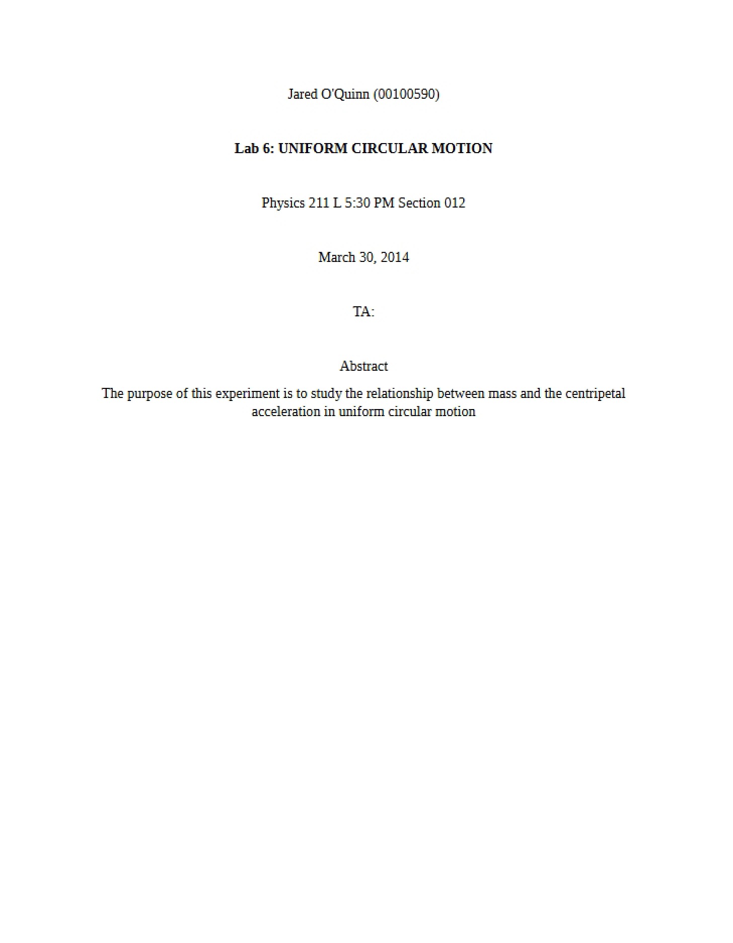 Circular Motion Uniformity