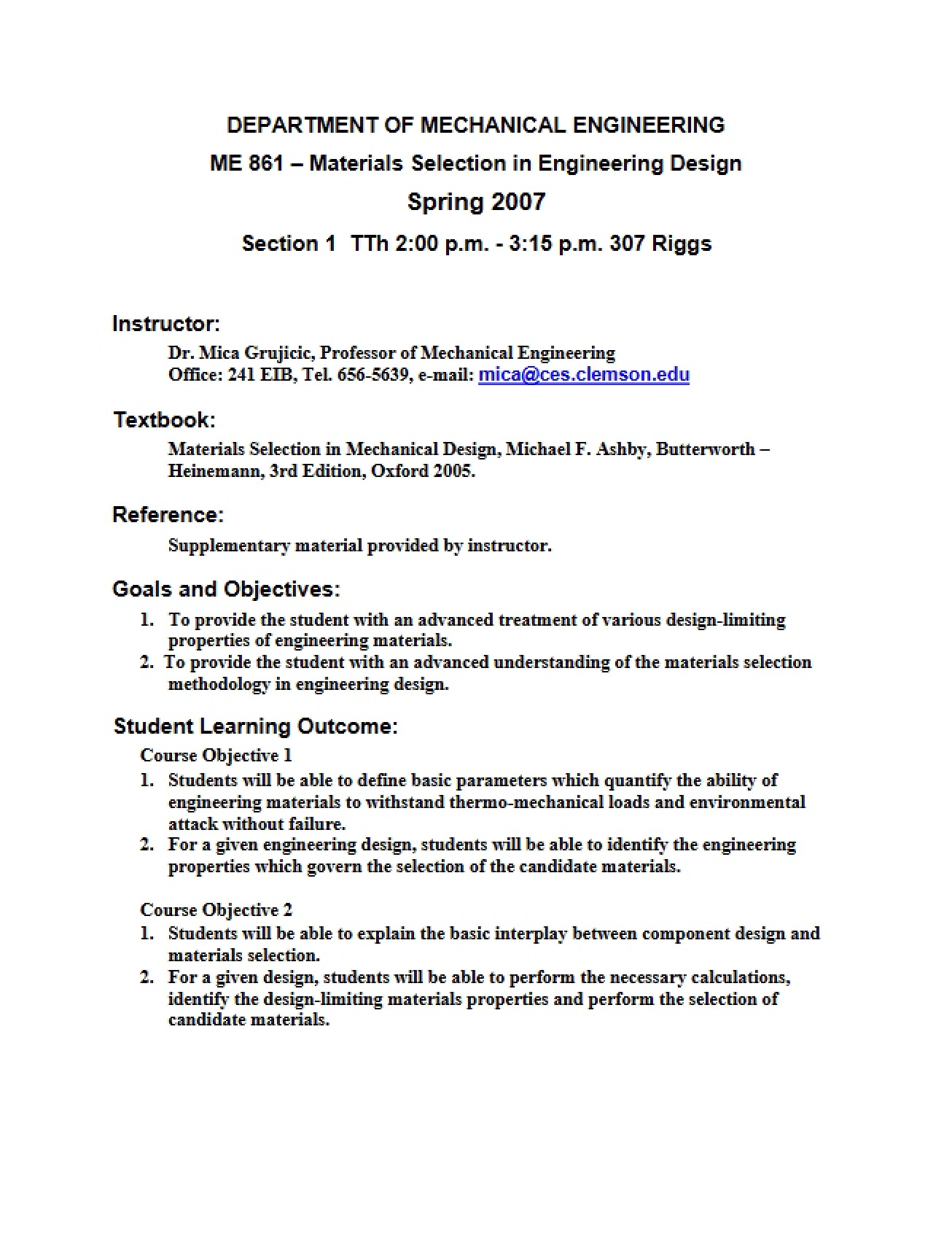 Spring 2007 Course Materials
