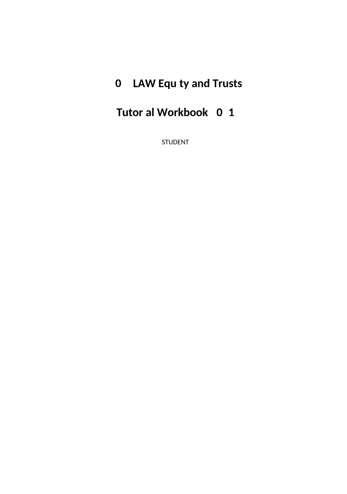 Equity and Trusts Tutorial Workbook 2021
