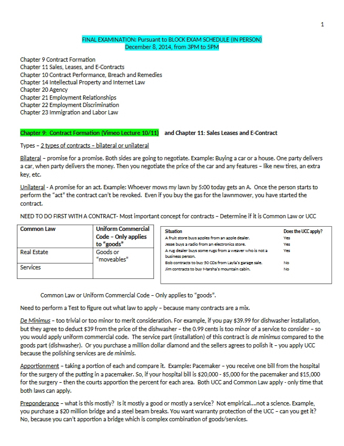 Comprehensive Final Examination