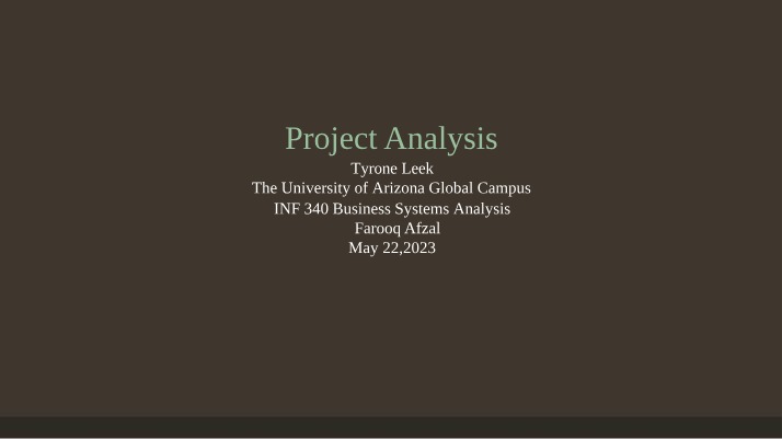Analysis of Project