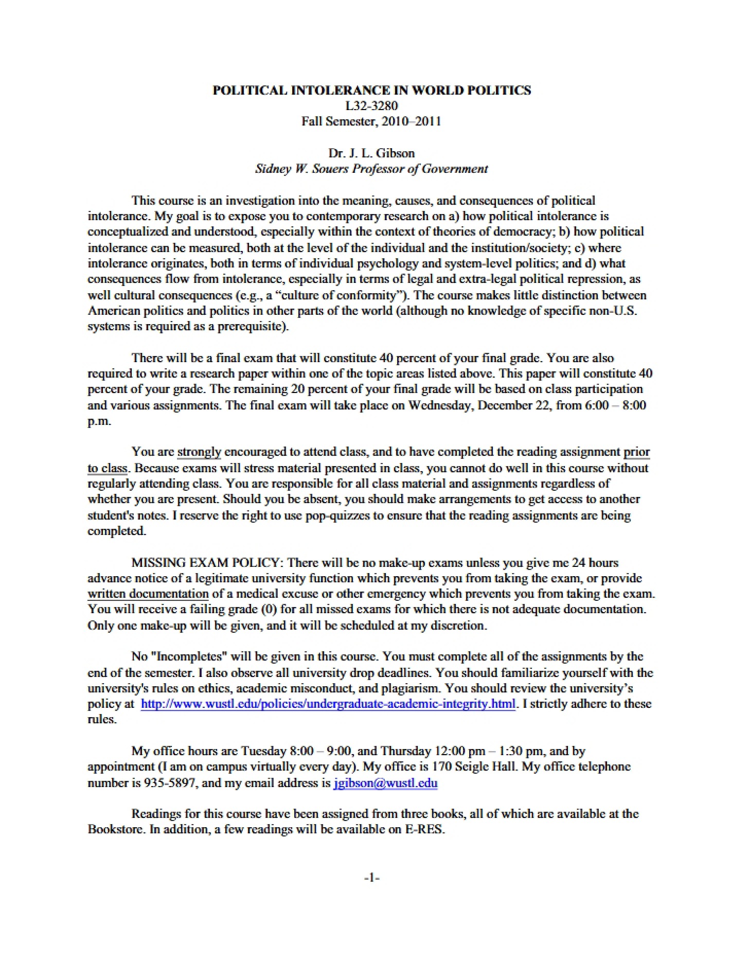 Course Syllabus