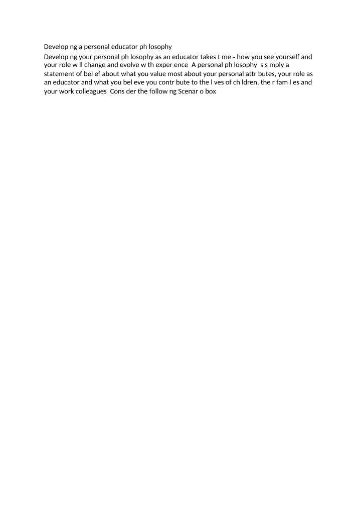 Personal Educator Philosophy Development