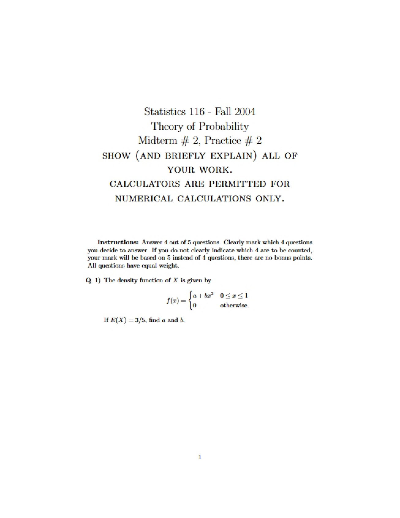 Theory of Probability Study Notes