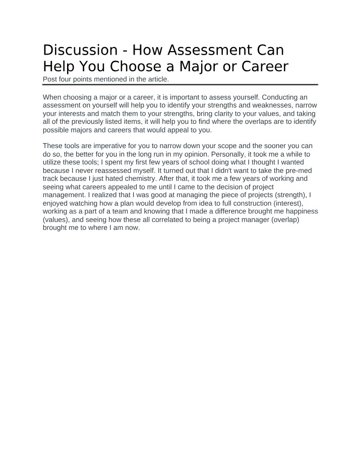 How Assessment Helps You Choose a Major or Career